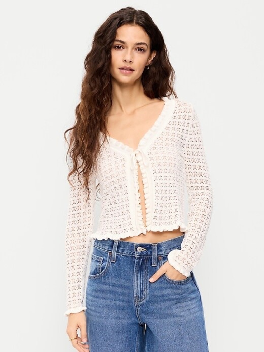 Old Navy Crochet Tie-Front boho Crop Top